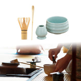 Maxbell Matcha Tea Set Gift for Tea Lovers Handcrafted Bamboo Matcha Whisk and Stand Cyan