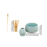 Maxbell Matcha Tea Set Gift for Tea Lovers Handcrafted Bamboo Matcha Whisk and Stand Cyan
