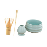 Maxbell Matcha Tea Set Gift for Tea Lovers Handcrafted Bamboo Matcha Whisk and Stand Cyan