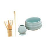 Maxbell Matcha Tea Set Gift for Tea Lovers Handcrafted Bamboo Matcha Whisk and Stand Cyan