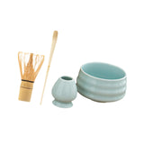 Maxbell Matcha Tea Set Gift for Tea Lovers Handcrafted Bamboo Matcha Whisk and Stand Cyan