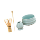 Maxbell Matcha Tea Set Gift for Tea Lovers Handcrafted Bamboo Matcha Whisk and Stand Cyan