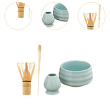Maxbell Matcha Tea Set Gift for Tea Lovers Handcrafted Bamboo Matcha Whisk and Stand Cyan