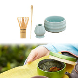 Maxbell Matcha Tea Set Gift for Tea Lovers Handcrafted Bamboo Matcha Whisk and Stand Cyan