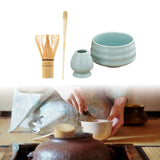 Maxbell Matcha Tea Set Gift for Tea Lovers Handcrafted Bamboo Matcha Whisk and Stand Cyan