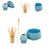 Maxbell Matcha Tea Set Gift for Tea Lovers Handcrafted Bamboo Matcha Whisk and Stand Light Blue