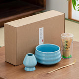 Maxbell Matcha Tea Set Gift for Tea Lovers Handcrafted Bamboo Matcha Whisk and Stand Light Blue