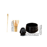 Maxbell Matcha Tea Set Gift for Tea Lovers Handcrafted Bamboo Matcha Whisk and Stand Gloss Black
