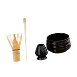 Maxbell Matcha Tea Set Gift for Tea Lovers Handcrafted Bamboo Matcha Whisk and Stand Gloss Black