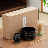 Maxbell Matcha Tea Set Gift for Tea Lovers Handcrafted Bamboo Matcha Whisk and Stand Gloss Black