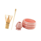 Maxbell Matcha Tea Set Gift for Tea Lovers Handcrafted Bamboo Matcha Whisk and Stand Pink