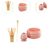 Maxbell Matcha Tea Set Gift for Tea Lovers Handcrafted Bamboo Matcha Whisk and Stand Pink
