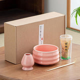 Maxbell Matcha Tea Set Gift for Tea Lovers Handcrafted Bamboo Matcha Whisk and Stand Pink