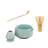 Maxbell Matcha Tea Set Japanese Handmade for Tea Lovers Tea Bowl Matcha Utensils Set Cyan