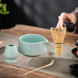 Maxbell Matcha Tea Set Japanese Handmade for Tea Lovers Tea Bowl Matcha Utensils Set Cyan