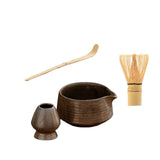 Maxbell Matcha Tea Set Japanese Handmade for Tea Lovers Tea Bowl Matcha Utensils Set Brown