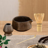 Maxbell Matcha Tea Set Japanese Handmade for Tea Lovers Tea Bowl Matcha Utensils Set Brown