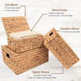 Maxbell 3Pcs Desk Storage Baskets Rustic with Covers for Laundry Room Dorm Farmhouse
