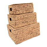 Maxbell 3Pcs Desk Storage Baskets Rustic with Covers for Laundry Room Dorm Farmhouse