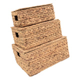 Maxbell 3Pcs Desk Storage Baskets Rustic with Covers for Laundry Room Dorm Farmhouse