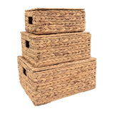Maxbell 3Pcs Desk Storage Baskets Rustic with Covers for Laundry Room Dorm Farmhouse