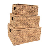 Maxbell 3Pcs Desk Storage Baskets Rustic with Covers for Laundry Room Dorm Farmhouse