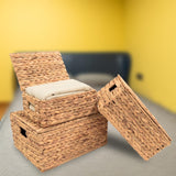 Maxbell 3Pcs Desk Storage Baskets Rustic with Covers for Laundry Room Dorm Farmhouse