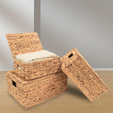 Maxbell 3Pcs Desk Storage Baskets Rustic with Covers for Laundry Room Dorm Farmhouse