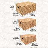 Maxbell 3Pcs Desk Storage Baskets Rustic with Covers for Laundry Room Dorm Farmhouse