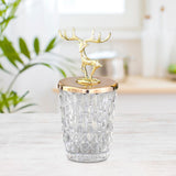 Maxbell Candy Jar with Lid Gift Deer Decorative Jar Organizer for Office Vanity Home