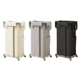 Maxbell Rolling Laundry Basket Cart Laundry Hamper for Apartment Living Room Bedroom Silver Frame Beige