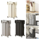 Maxbell Rolling Laundry Basket Cart Laundry Hamper for Apartment Living Room Bedroom Silver Frame Beige