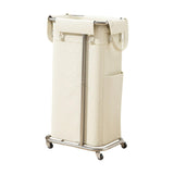 Maxbell Rolling Laundry Basket Cart Laundry Hamper for Apartment Living Room Bedroom Silver Frame Beige