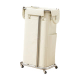 Maxbell Rolling Laundry Basket Cart Laundry Hamper for Apartment Living Room Bedroom Silver Frame Beige