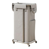 Maxbell Rolling Laundry Basket Cart Laundry Hamper for Apartment Living Room Bedroom Silver Frame Gray