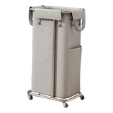 Maxbell Rolling Laundry Basket Cart Laundry Hamper for Apartment Living Room Bedroom Silver Frame Gray