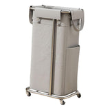Maxbell Rolling Laundry Basket Cart Laundry Hamper for Apartment Living Room Bedroom Silver Frame Gray