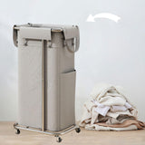 Maxbell Rolling Laundry Basket Cart Laundry Hamper for Apartment Living Room Bedroom Silver Frame Gray