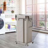 Maxbell Rolling Laundry Basket Cart Laundry Hamper for Apartment Living Room Bedroom Silver Frame Gray