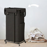 Maxbell Rolling Laundry Basket Cart Laundry Hamper for Apartment Living Room Bedroom Black Frame Black