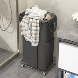 Maxbell Rolling Laundry Basket Cart Laundry Hamper for Apartment Living Room Bedroom Black Frame Black