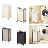 Maxbell Rolling Laundry Basket Cart Storage Container for Travel Bedroom Living Room Beige