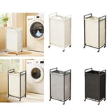 Maxbell Rolling Laundry Basket Cart Storage Container for Travel Bedroom Living Room Beige