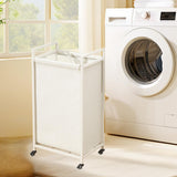 Maxbell Rolling Laundry Basket Cart Storage Container for Travel Bedroom Living Room Beige