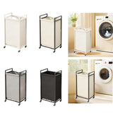 Maxbell Rolling Laundry Basket Cart Storage Container for Travel Bedroom Living Room Beige