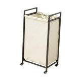 Maxbell Rolling Laundry Basket Cart Storage Container for Travel Bedroom Living Room Black Beige