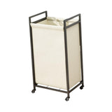 Maxbell Rolling Laundry Basket Cart Storage Container for Travel Bedroom Living Room Black Beige