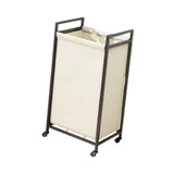 Maxbell Rolling Laundry Basket Cart Storage Container for Travel Bedroom Living Room Black Beige