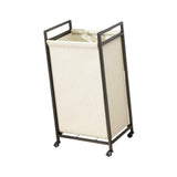 Maxbell Rolling Laundry Basket Cart Storage Container for Travel Bedroom Living Room Black Beige