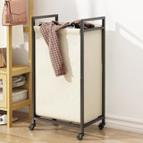 Maxbell Rolling Laundry Basket Cart Storage Container for Travel Bedroom Living Room Black Beige